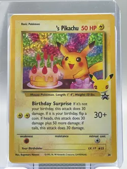 2021 Pokemon TCG Holo Pikachu Card 24/53 Birthday Celebrations 25th Anniversary - Image 1