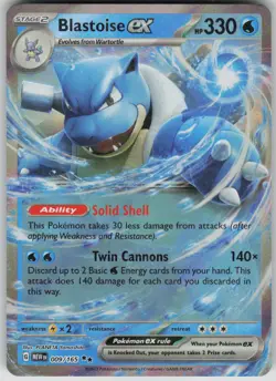 Pokemon TCG Blastoise ex Double Rare SV: Scarlet & Violet 151 009/165 - Image 1