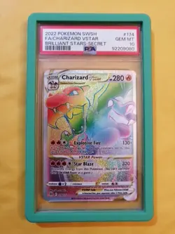 2022 POKEMON BRILLIANT STARS #174/172 CHARIZARD VSTAR SECRET RAINBOW RARE PSA 10 - Image 1