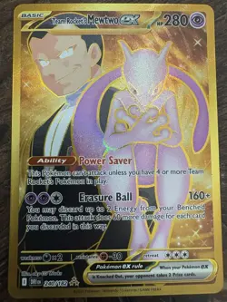 Team Rocket's Mewtwo ex 240/182 Destined Rivals Pokemon Gold Full Art Rare NM - Image 1