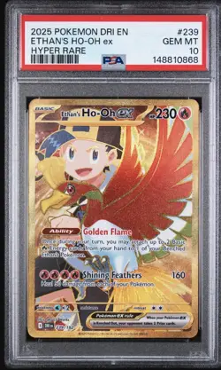 Pokemon TCG Ethan's Ho-Oh EX Gold Hyper Rare 239/182 Destined Rivals PSA 10 Gem - Image 1