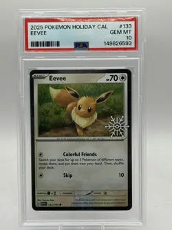 PSA 10 2025 Pokemon Holiday Calendar #133 EEVEE Cosmo Holo Stamped Snowflake - Image 1