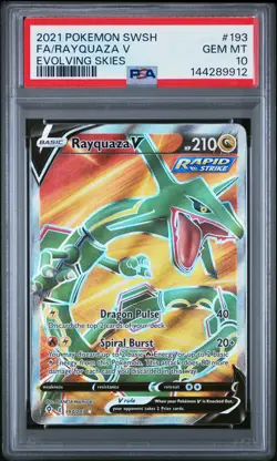 2021 POKEMON SWORD & SHIELD EVOLVING SKIES #193 FULL ART/RAYQUAZA V PSA 10 - Image 1
