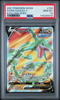 2021 POKEMON SWORD & SHIELD EVOLVING SKIES #193 FULL ART/RAYQUAZA V PSA 10 - Image 1
