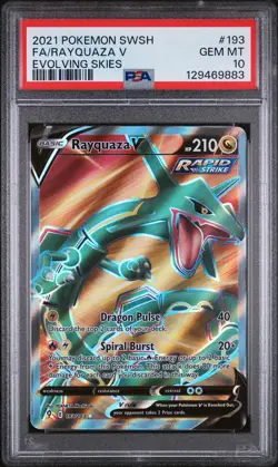 2021 POKEMON SWORD & SHIELD EVOLVING SKIES #193 FULL ART/RAYQUAZA V PSA 10 - Image 1