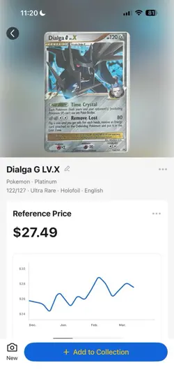 Dialga G LV.X Ultra Rare Holofoil 122/127 Platinum Pokemon Card English - Image 2