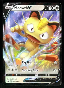 Meowth V SWSH004 SWSH: Sword & Shield Promo Cards Promo NM - Image 1
