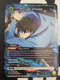 Solo Leveling Union Arena Sung Jinwoo 047 Release Event Participation Foil Card - Image 1