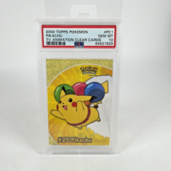 2000 TOPPS POKEMON TV ANIMATION CLEAR CARDS #PC1 PIKACHU PSA 10 - Image 1