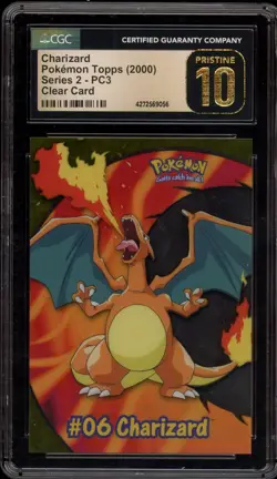 Pokemon Topps Charizard Series Clear Card #PC3 CGC 10 Pristine - Image 1