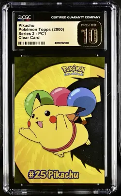 Topps Pokemon Series 2 PC1 Flying Pikachu Balloons Clear Card CGC Pristine 10 - Image 1