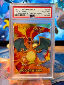 NEW CERT - 2000 Topps Pokemon Charizard TV Animation Clear Cards PSA 10 - Image 1