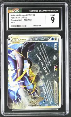 CGC 9 MINT Palkia & Dialga LEGEND Triumphant Bottom 102/102 Holo Pokemon Card - Image 1