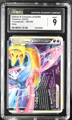 CGC 9 MINT Darkrai & Cresselia LEGEND 2010 Triumphant 100/102 Holo Pokemon Card - Image 1