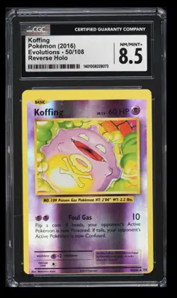2016 Pokemon Evolutions Koffing CGC 8.5 English #50/108 Reverse Holo - Image 1