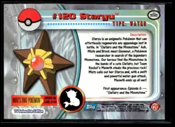 1998 Pokemon TV Animation Edition Topps Foil Blue Logo.. Staryu #120 - Image 2