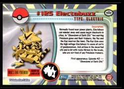 1998 Pokemon TV Animation Edition Topps Foil Blue Logo. Electabuzz #125 - Image 2