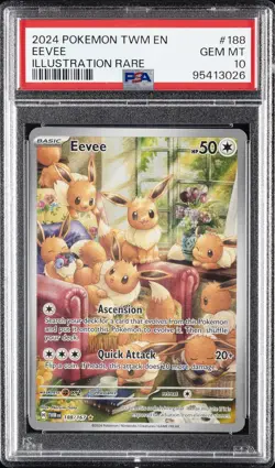 2024 POKEMON TWM EN-TWILIGHT MASQUERADE ILLUSTRATION RARE #188 EEVEE PSA 10 - Image 1