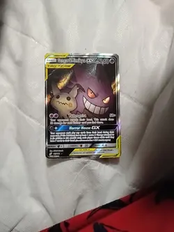Pokemon TCG Gengar & Mimikyu GX Holo Ultra Rare Damaged Condition - Image 1