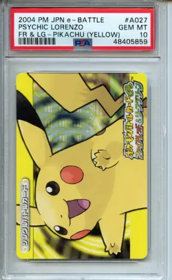 2004 Pokemon Japanese E-Battle Firered & Leafgreen #A027 Pikachu (Yellow) PSA 10 - Image 1