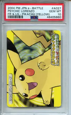 2004 Pokemon Japanese E-Battle Firered & Leafgreen #A027 Pikachu (Yellow) PSA 10 - Image 1