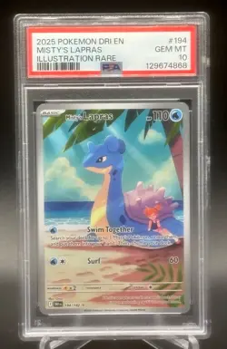 2025 POKEMON DRI EN-DESTINED RIVALS ILLUSTRATION RARE #194 MISTY'S LAPRAS PSA 10 - Image 1