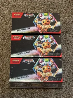 Lot of 3 - Pokemon TCG - Prismatic Evolutions Surprise Box - New And Sealed - Image 1