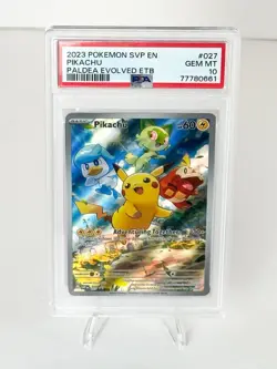 2023 Pikachu PSA 10 Paldea Evolved Trading Card #027 Pokemon Promo - Image 1