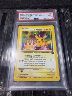 Pokemon 2000 Birthday Pikachu #24 Holo Black Star Promo Card PSA 9 - Image 1