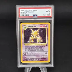 Pokemon PSA 9 Base Set 2 Alakazam 1/130 Holo Rare 2000 Near Mint - Image 1