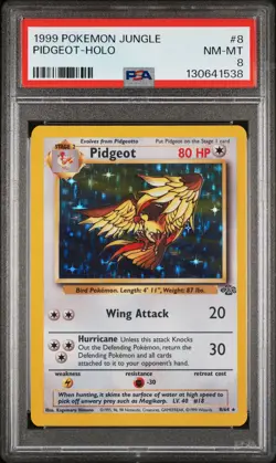 1999 POKEMON JUNGLE #8 PIDGEOT-HOLO PSA 8 - Image 1