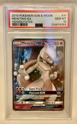 Pokemon Mewtwo GX 31/68 Hidden Fates Ultra Rare Holo PSA 10 Card - Image 1