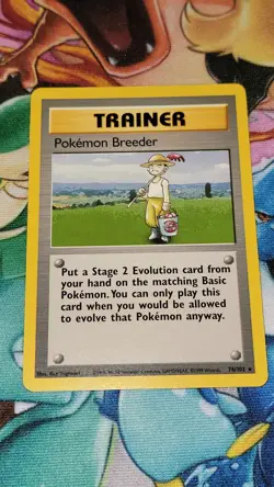 Pokemon Breeder 76/102 Rare Base Set Pokemon Trainer Card NM - Image 1