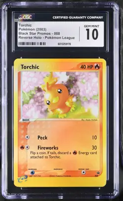 Torchic Pokemon 2003 Black Star Promos 008 Reverse Holo Pokemon League CGC 10 - Image 1