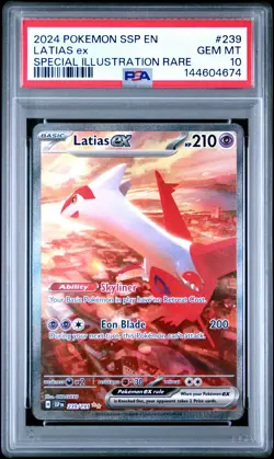 2024 POKEMON SSP EN-SURGING SPARKS SPECIAL ILLUSTRATION RARE LATIAS EX PSA 10 - Image 1