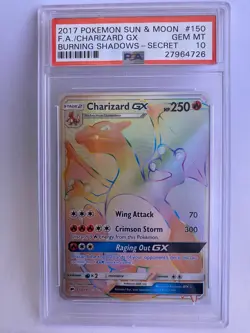 2017 RAINBOW CHARIZARD PSA 10 POKEMON SUN & MOON #150 BURNING SHADOWS - SECRET - Image 1