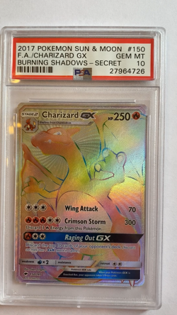 2017 RAINBOW CHARIZARD PSA 10 POKEMON SUN & MOON #150 BURNING SHADOWS - SECRET - Image 2