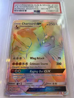 2017 RAINBOW CHARIZARD PSA 10 POKEMON SUN & MOON #150 BURNING SHADOWS - SECRET - Image 4