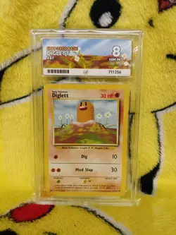 Pokemon Base Set 4th UK Print 1999-2000 Diglett 47/102 Ace Graded 8 NM-MT - Image 1