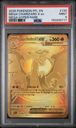 Mega Charizard X ex Gold Hyper Rare PSA 9 Pokemon Phantasmal Flames 130/094 - Image 1