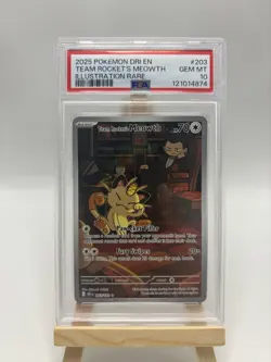 POKEMON PSA 10 2025 SV Destined Rivals Team Rocket's Meowth 203/182 - Image 1