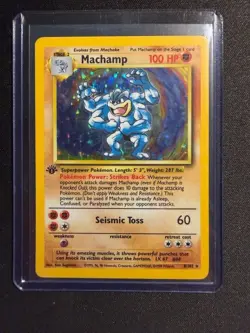 Pokemon TCG Machamp Holo 1st Edition Base Set #8/102 Holo Rare VTG WOTC MP - Image 1