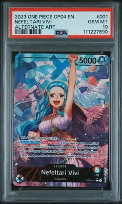 2023 ONE PIECE TCG OP04-KINGDOMS OF INTRIGUE ALTERNATE ART NEFELTARI VIVI PSA 10 - Image 1
