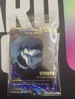 Union Arena Sung Jinwoo Release Event Winner Card Solo Leveling 016 Foil SEALED - Image 3