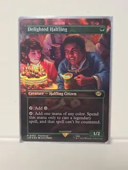 MTG Delighted Halfing 402 Borderless Foil Rare Lord of the Rings Scene NM - LTR - Image 1