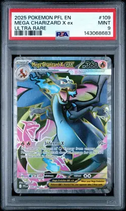 Mega Charizard X ex 109/094 PSA 9 Ultra Rare 2025 Pokemon Me02 Phantasmal Flames - Image 1