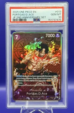 Portgas.D.Ace One Piece JPN Version 2nd Anniversary Set OP02-013 PSA 10 English - Image 1