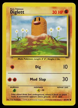 Pokemon Card - Diglett Base Set Fight Symbol Error 47/102 Common - Image 1