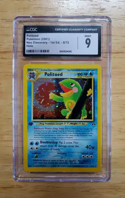 Pokemon CGC 9 MINT 2001 Politoed 1st Edition Neo Discovery Holo Card - Image 1