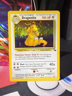 Pokemon TCG Dragonite Fossil Unlimited Holo Rare Card 4/62 LP+ / NM- Condition - Image 3